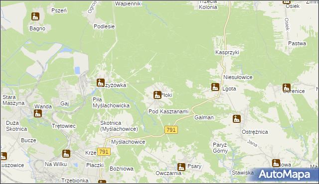 mapa Płoki gmina Trzebinia, Płoki gmina Trzebinia na mapie Targeo