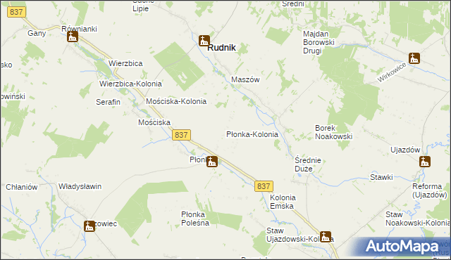 mapa Płonka-Kolonia, Płonka-Kolonia na mapie Targeo