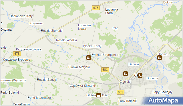 mapa Płonka-Strumianka, Płonka-Strumianka na mapie Targeo