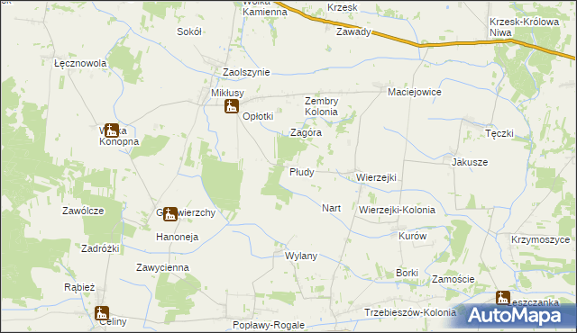 mapa Płudy gmina Trzebieszów, Płudy gmina Trzebieszów na mapie Targeo