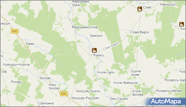 mapa Pobikry, Pobikry na mapie Targeo