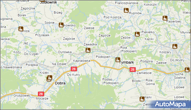 mapa Podłopień, Podłopień na mapie Targeo