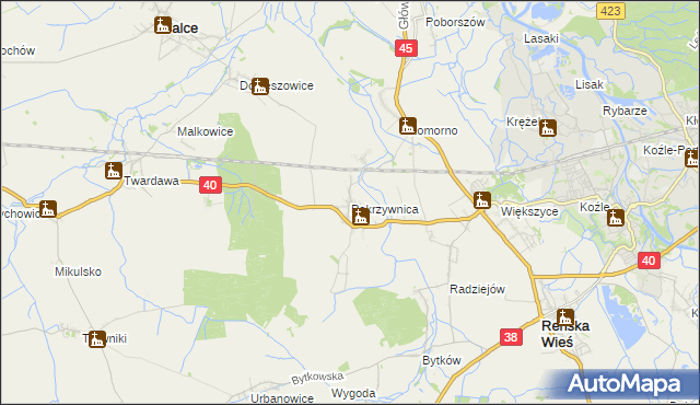 mapa Pokrzywnica gmina Reńska Wieś, Pokrzywnica gmina Reńska Wieś na mapie Targeo