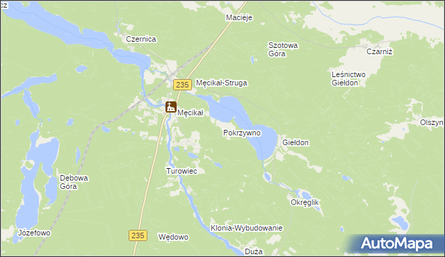 mapa Pokrzywno gmina Brusy, Pokrzywno gmina Brusy na mapie Targeo