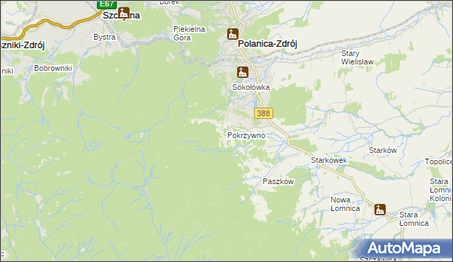mapa Pokrzywno gmina Bystrzyca Kłodzka, Pokrzywno gmina Bystrzyca Kłodzka na mapie Targeo