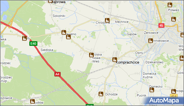 mapa Polska Nowa Wieś, Polska Nowa Wieś na mapie Targeo