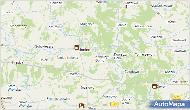 mapa Popielżyn Górny, Popielżyn Górny na mapie Targeo