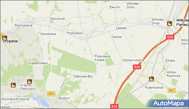 mapa Popkowice Księże, Popkowice Księże na mapie Targeo