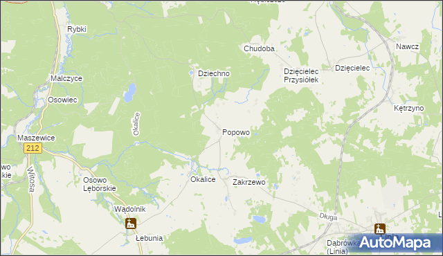 mapa Popowo gmina Cewice, Popowo gmina Cewice na mapie Targeo