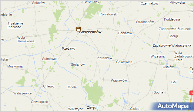 mapa Poradzew, Poradzew na mapie Targeo