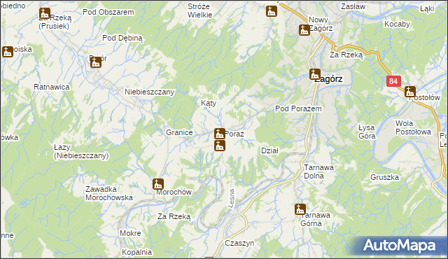 mapa Poraż, Poraż na mapie Targeo