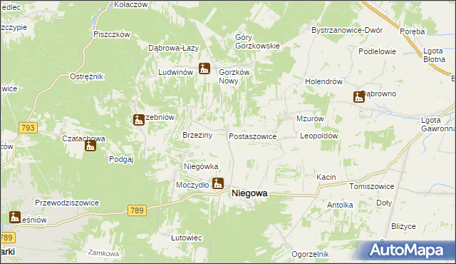 mapa Postaszowice, Postaszowice na mapie Targeo