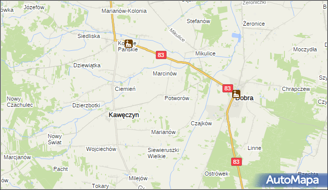 mapa Potworów gmina Dobra, Potworów gmina Dobra na mapie Targeo