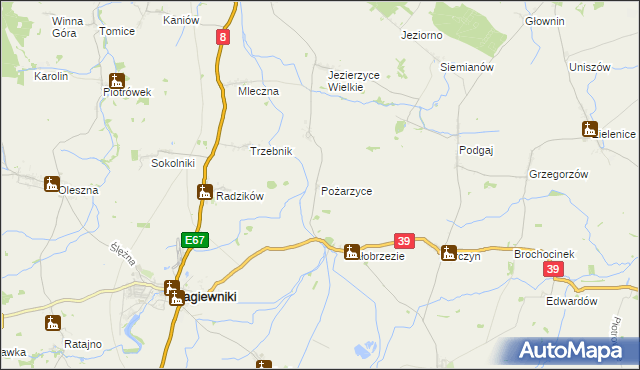 mapa Pożarzyce, Pożarzyce na mapie Targeo
