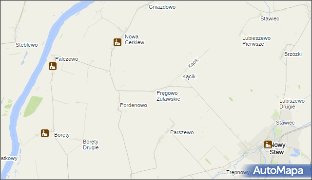 mapa Pręgowo Żuławskie, Pręgowo Żuławskie na mapie Targeo