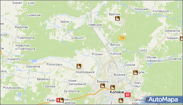 mapa Proćwin, Proćwin na mapie Targeo
