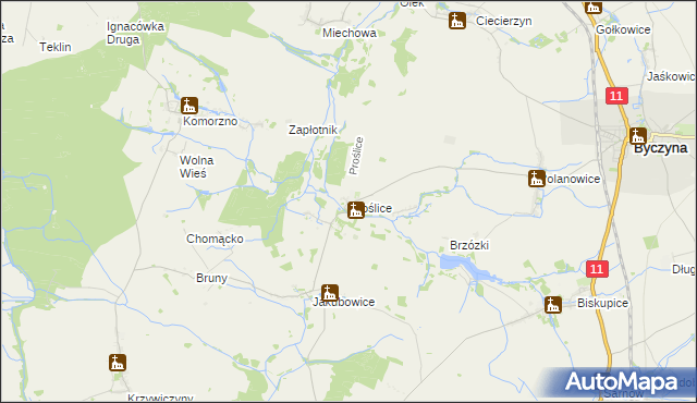 mapa Proślice, Proślice na mapie Targeo