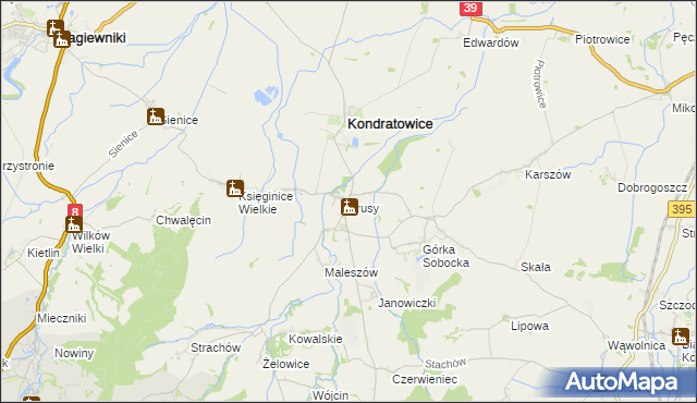 mapa Prusy gmina Kondratowice, Prusy gmina Kondratowice na mapie Targeo