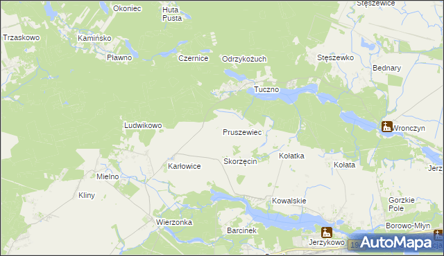 mapa Pruszewiec, Pruszewiec na mapie Targeo
