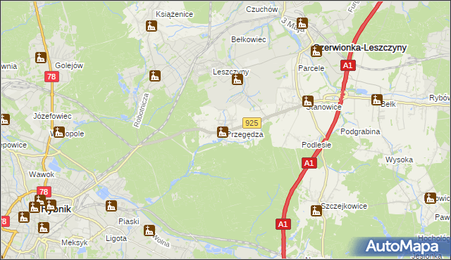 mapa Przegędza, Przegędza na mapie Targeo