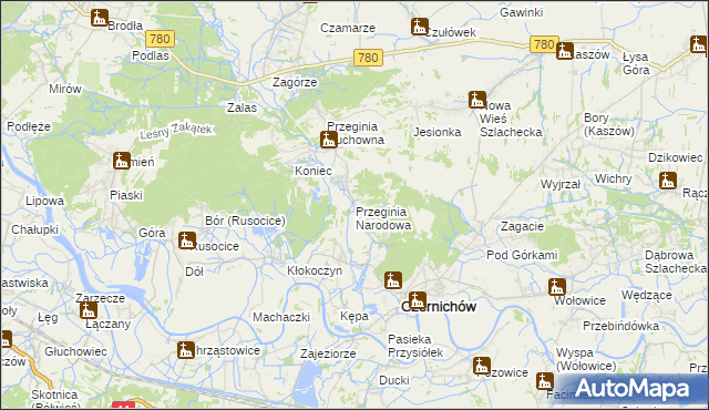 mapa Przeginia Narodowa, Przeginia Narodowa na mapie Targeo