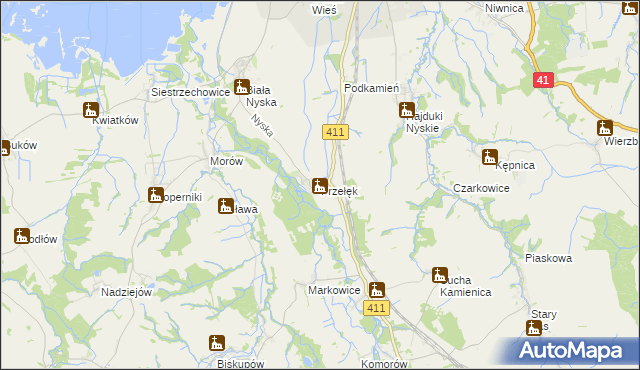 mapa Przełęk gmina Nysa, Przełęk gmina Nysa na mapie Targeo