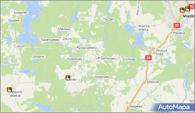 mapa Przemkowo gmina Miastko, Przemkowo gmina Miastko na mapie Targeo