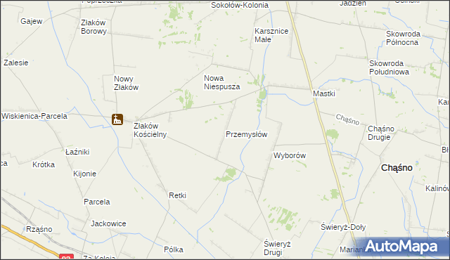 mapa Przemysłów gmina Chąśno, Przemysłów gmina Chąśno na mapie Targeo