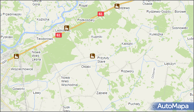 mapa Przytuły Stare, Przytuły Stare na mapie Targeo