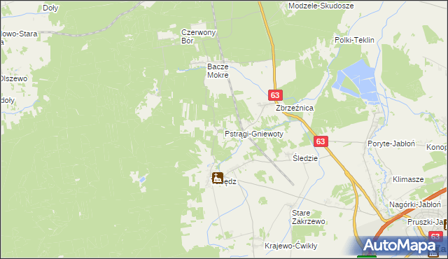 mapa Pstrągi-Gniewoty, Pstrągi-Gniewoty na mapie Targeo