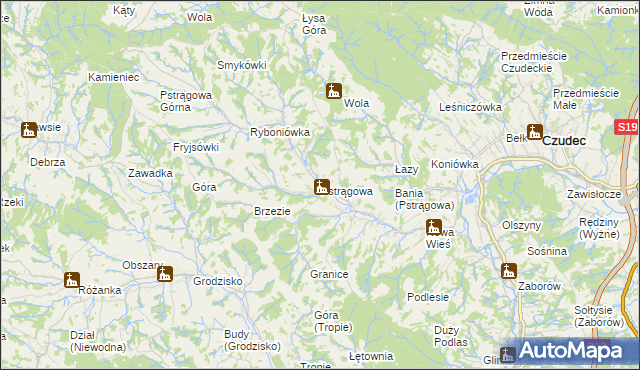 mapa Pstrągowa, Pstrągowa na mapie Targeo