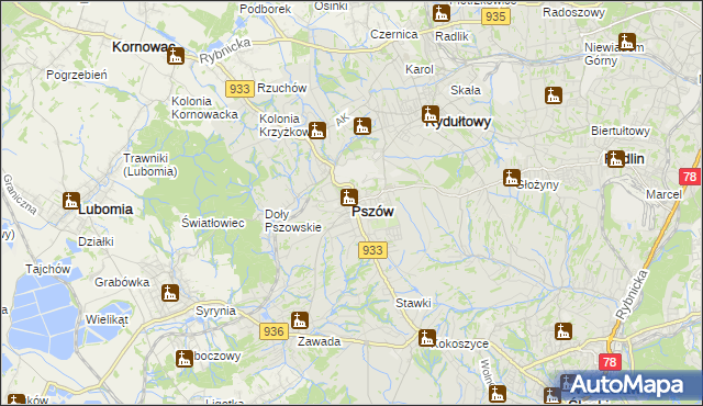 mapa Pszów, Pszów na mapie Targeo