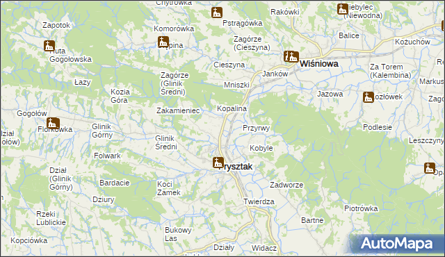 mapa Pułanki gmina Frysztak, Pułanki gmina Frysztak na mapie Targeo