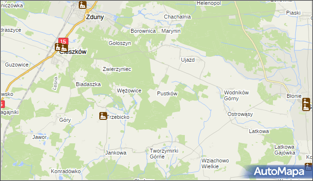 mapa Pustków gmina Cieszków, Pustków gmina Cieszków na mapie Targeo