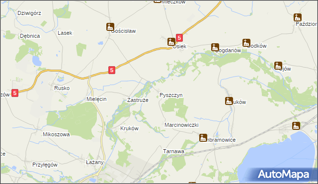 mapa Pyszczyn gmina Żarów, Pyszczyn gmina Żarów na mapie Targeo