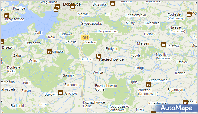 mapa Raciechowice, Raciechowice na mapie Targeo