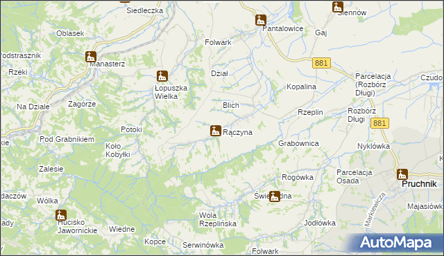 mapa Rączyna, Rączyna na mapie Targeo