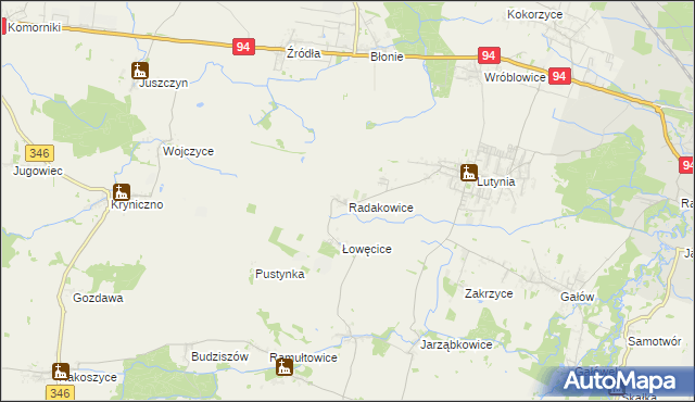 mapa Radakowice, Radakowice na mapie Targeo