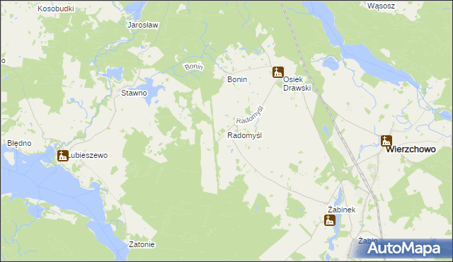 mapa Radomyśl gmina Wierzchowo, Radomyśl gmina Wierzchowo na mapie Targeo