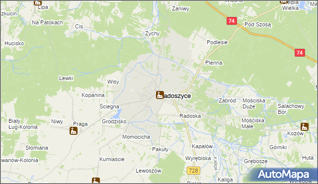 mapa Radoszyce powiat konecki, Radoszyce powiat konecki na mapie Targeo
