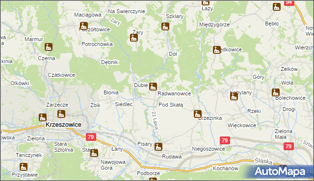 mapa Radwanowice, Radwanowice na mapie Targeo