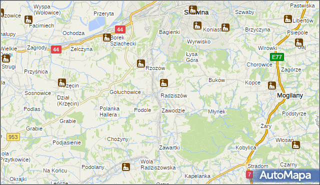 mapa Radziszów, Radziszów na mapie Targeo