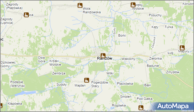 mapa Raniżów, Raniżów na mapie Targeo