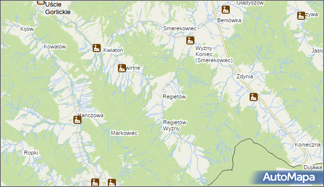 mapa Regietów, Regietów na mapie Targeo