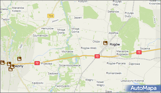 mapa Rogów-Wieś, Rogów-Wieś na mapie Targeo