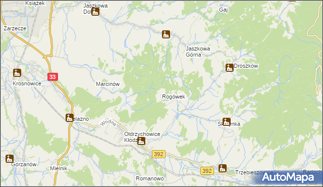 mapa Rogówek gmina Kłodzko, Rogówek gmina Kłodzko na mapie Targeo