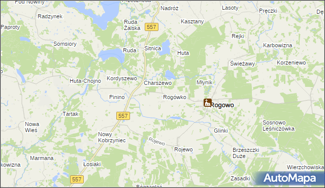 mapa Rogówko gmina Rogowo, Rogówko gmina Rogowo na mapie Targeo