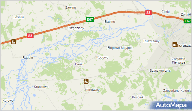 mapa Rogowo gmina Choroszcz, Rogowo gmina Choroszcz na mapie Targeo