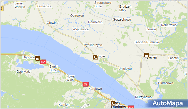 mapa Rokicie gmina Brudzeń Duży, Rokicie gmina Brudzeń Duży na mapie Targeo
