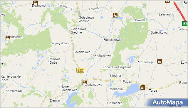 mapa Rościszewo gmina Trąbki Wielkie, Rościszewo gmina Trąbki Wielkie na mapie Targeo